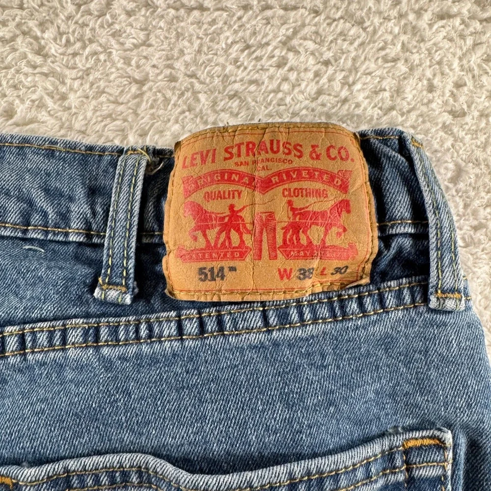 Levis 514 Jeans Mens 38x30 Blue Straight Fit Medium‎ Wash Denim Pants Stretch